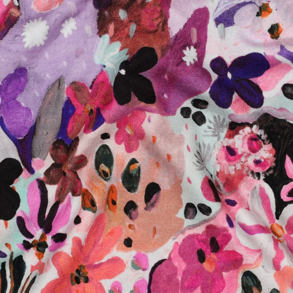 French terry met rooskleurige bloemen - Nerida Hansen